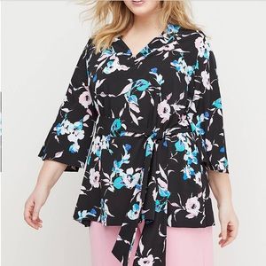 NWT Lane Bryant Belted Floral Tunic Top